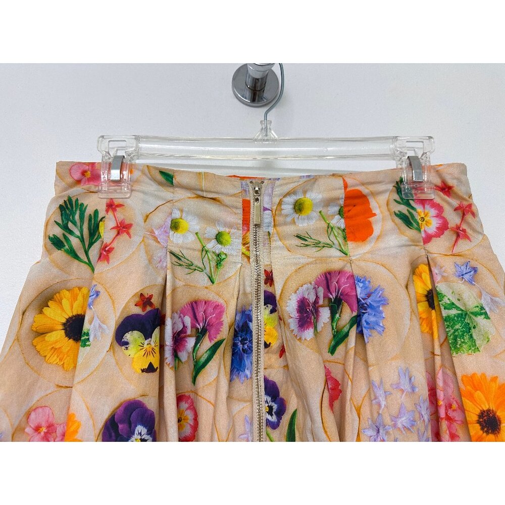 Rachel Antonoff Vinita Pleated Midi Skirt Loria's Cookies Floral Beige Dots 6 - Picture 8 of 10